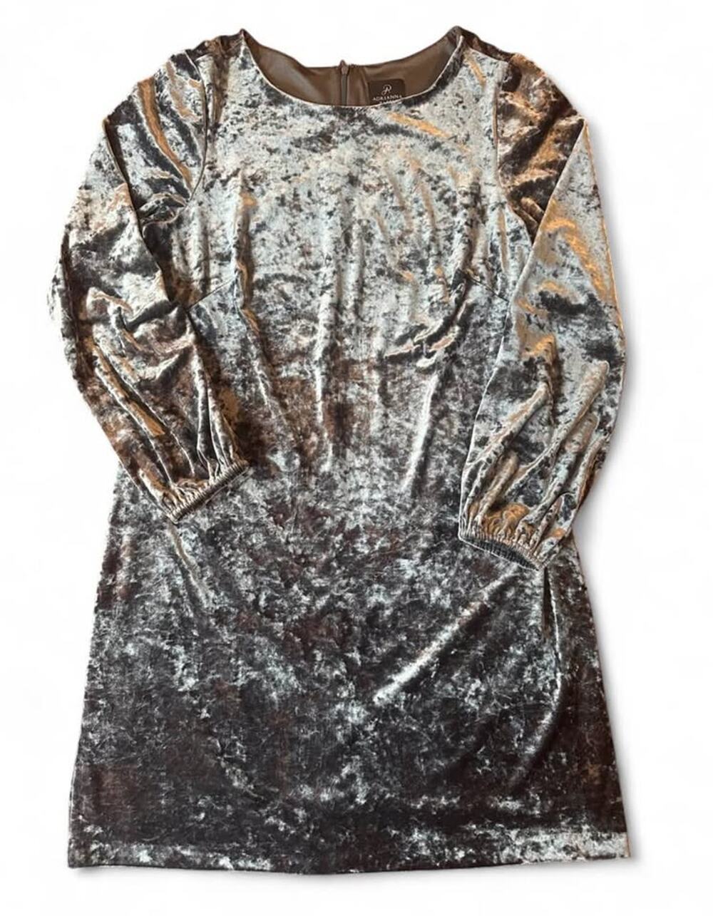 Adrianna Papell Crushed Velvet Long Sleeve Dress Size 14